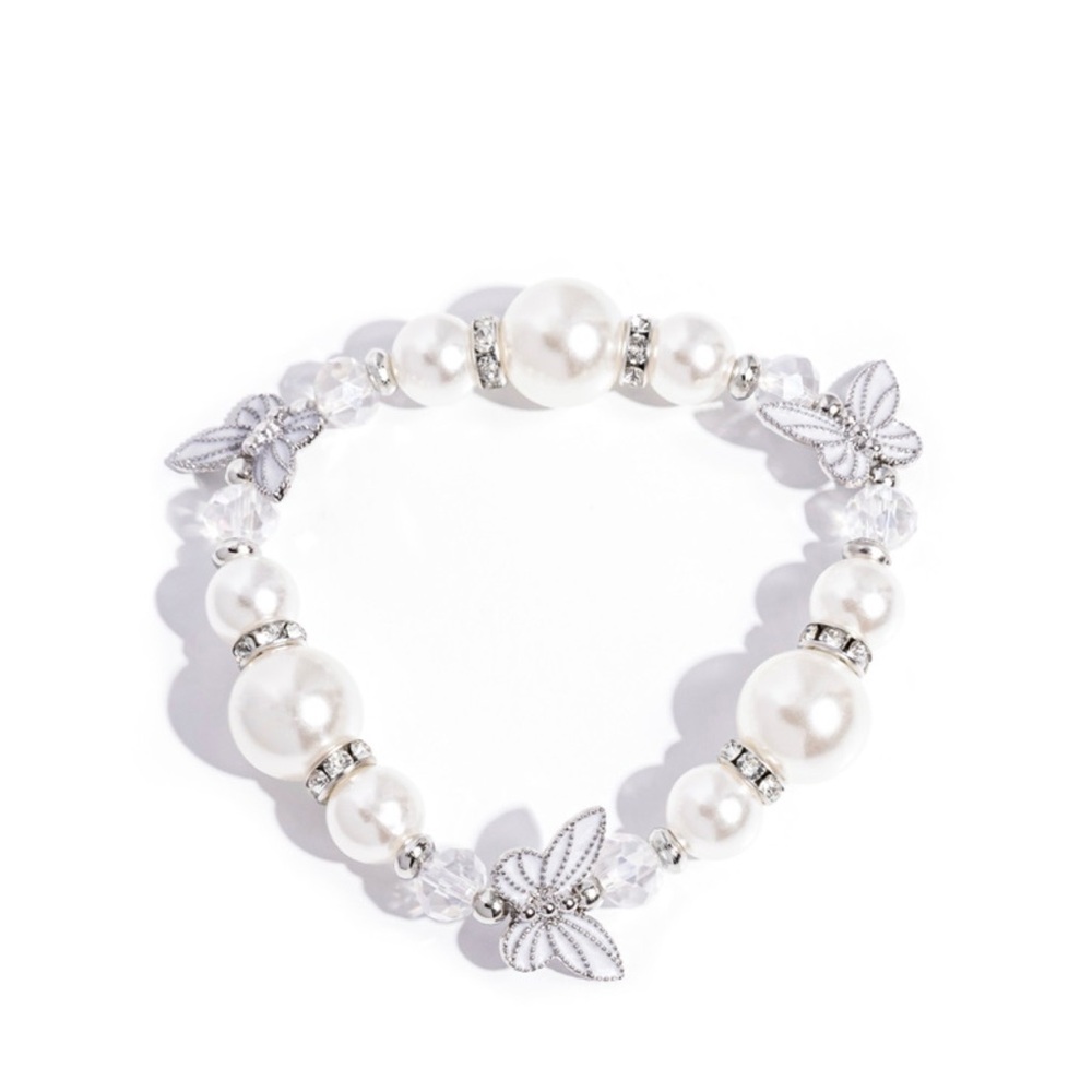 Paparazzi White Pearl and Silver Bracelet
